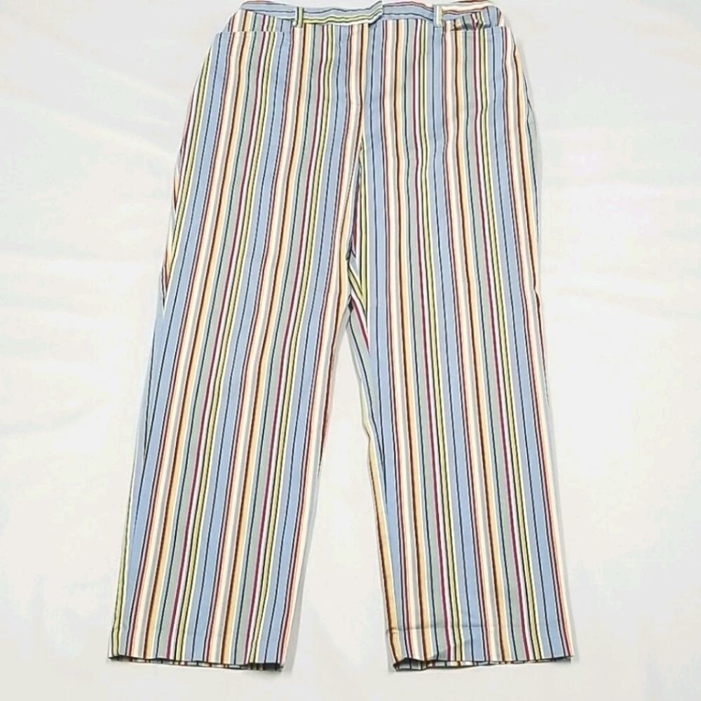 Sag Harbor Pants Women's Size 12 Petites Striped Side Pockets Zip Closure